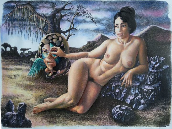 La Nodriza de las Alas de Piedra 绘画, 18.9x26.8 in