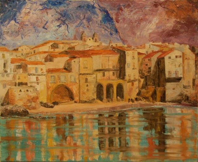 Peinture intitulée "cefalu" par Pierre Paszkowski, Œuvre d'art originale, Huile