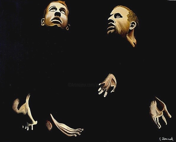 Painting titled "Mimes" by Peter Seminck, Original Artwork, Oil