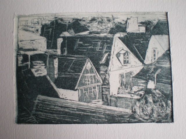 paysage de dinan n°1 Printmaking, 3.9x5.5 in