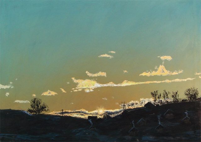 Malerei mit dem Titel "Зимний закат" von Timofei Gorea, Original-Kunstwerk
