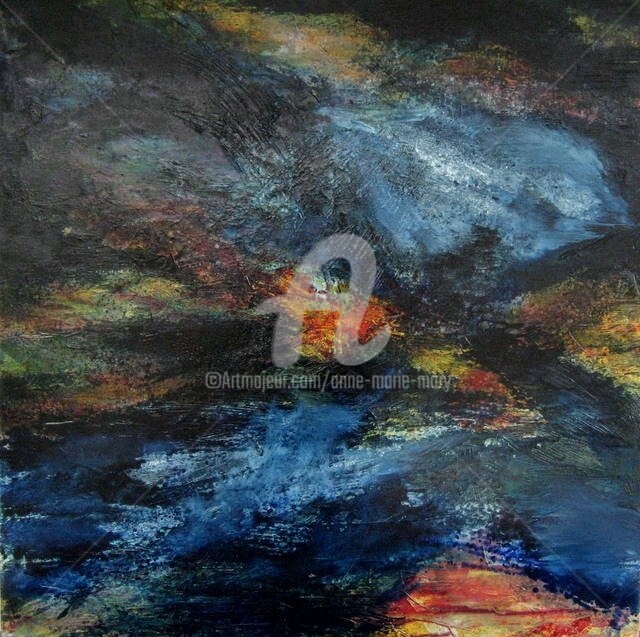 Peinture intitulée "Ténèbres" par Anne-Marie Mary, Œuvre d'art originale, Huile Monté sur Châssis en bois
