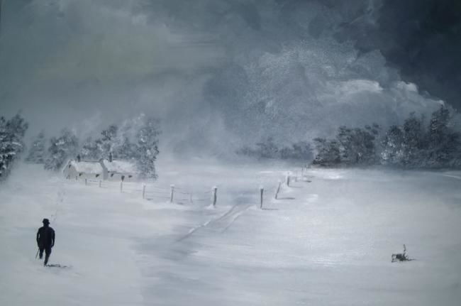 Painting titled "Snow Bound" by Andy Davis, Original Artwork, Oil