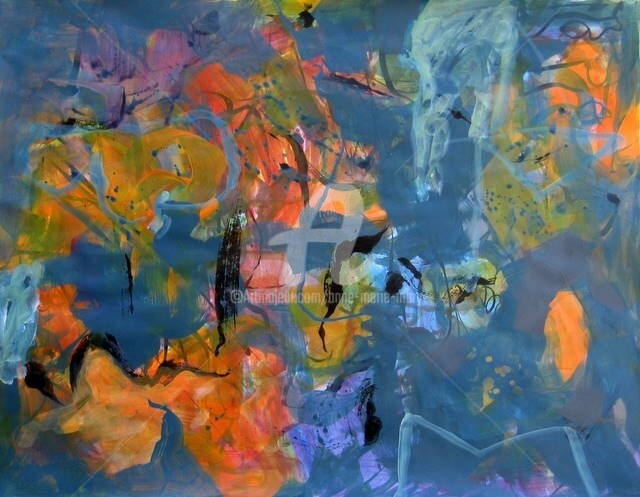 Peinture intitulée "acrylique sur papier" par Anne-Marie Mary, Œuvre d'art originale, Huile