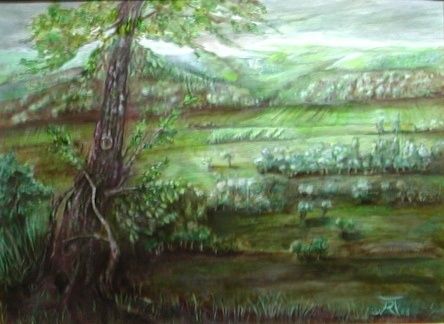 Tekening getiteld "veduta vaudese" door Altini, Origineel Kunstwerk
