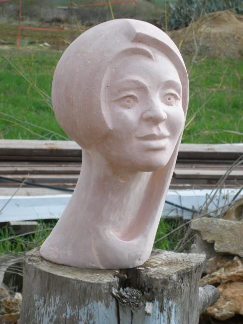 Sculpture titled "hed of a gerle" by Beni Kalinski, Original Artwork, Stone