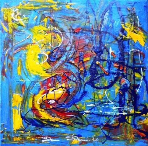 Painting titled "Univers quantiques 1" by Dam Domido, Original Artwork, Oil