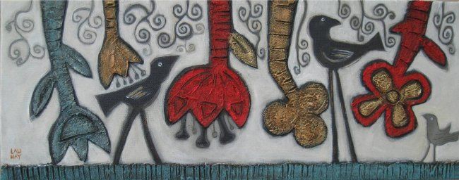 「flowers_birds.JPG」というタイトルの絵画 Galerie Les Pouces-Piedsによって, オリジナルのアートワーク