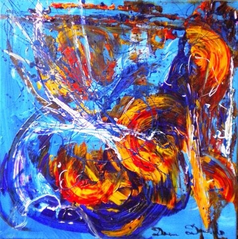 Painting titled "Les univers ...." by Dam Domido, Original Artwork, Oil Mounted on artwork_cat.