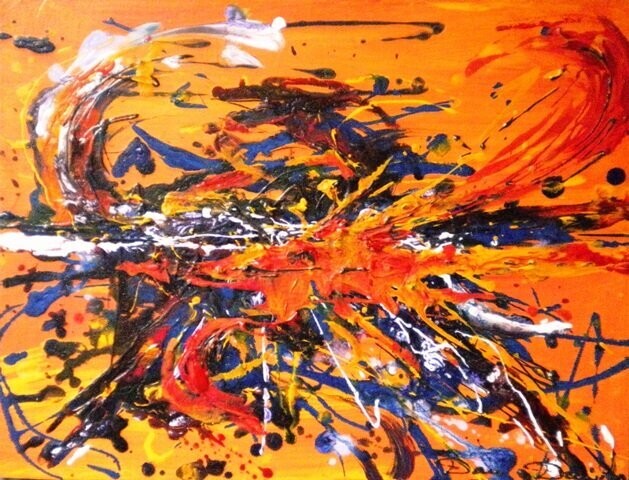 Painting titled "CHAOS POST CREATIFS" by Dam Domido, Original Artwork, Encaustic
