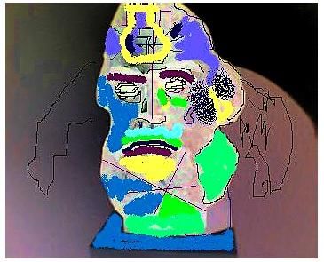 Digital Arts titled "Marx Statue Uno" by Nick Mancuso, Original Artwork, Digital Painting