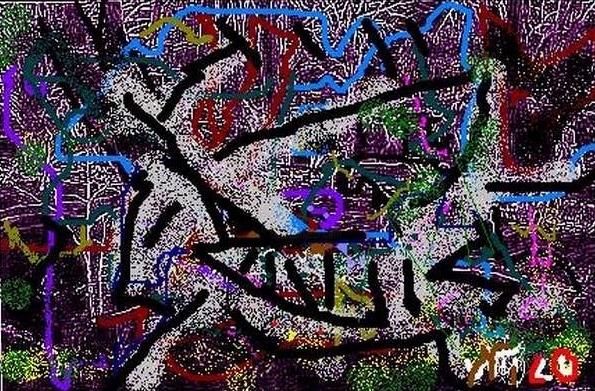 Digital Arts titled "Abstract Horse" by Nick Mancuso, Original Artwork, Digital Painting