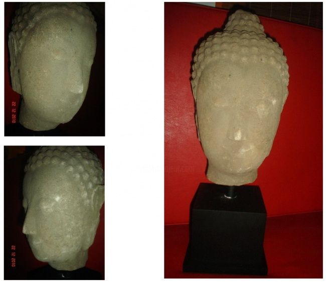 Rzeźba zatytułowany „Bouddha 's Head on…” autorstwa Art Deco Chiangmai Thailand โดยไพศาล เตช, Oryginalna praca