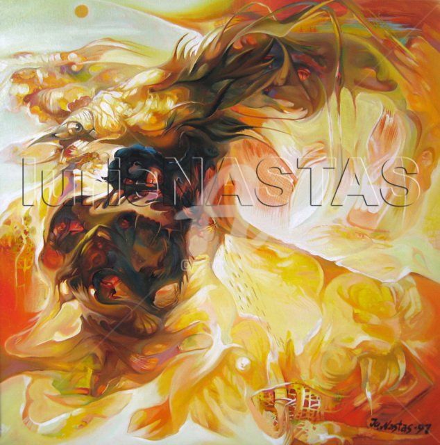 绘画 标题为“O PASĂRE FLĂMÎNDĂ,” 由Iurie Nastas, 原创艺术品, 油