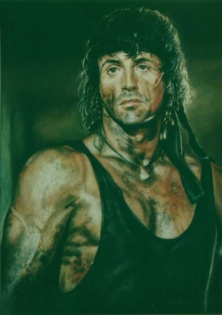Tekening getiteld "Sylvester Stallone…" door King David, Origineel Kunstwerk, Pastel