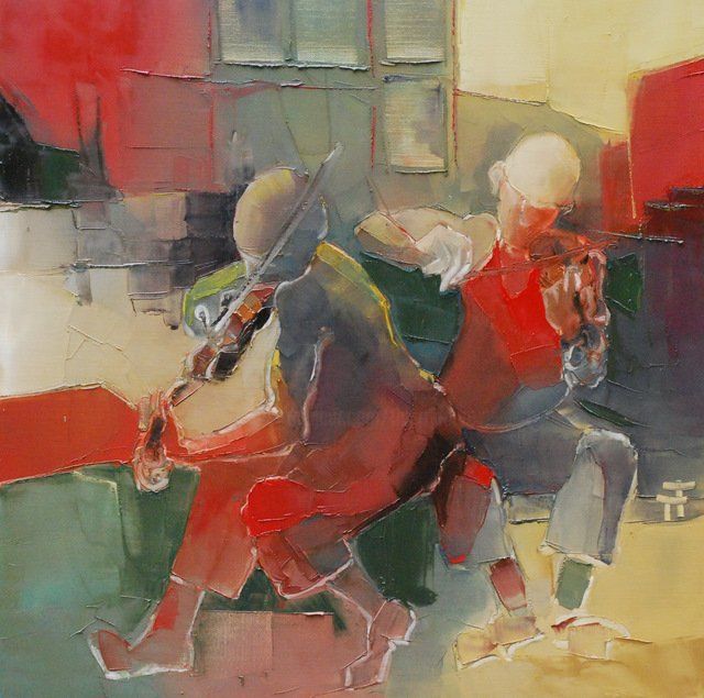 Improvisation à deux 绘画, 27.6x27.6 in