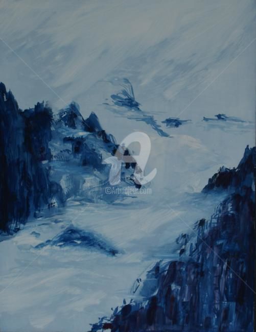 Painting titled "Bule mountain and w…" by Diana Li, Original Artwork