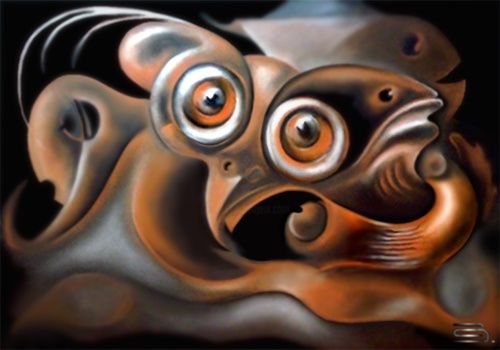 Drawing titled "Fear" by Gogareshka, Original Artwork, Chalk