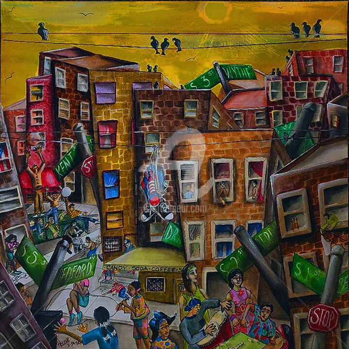 an urban playground 绘画, 20x20 in