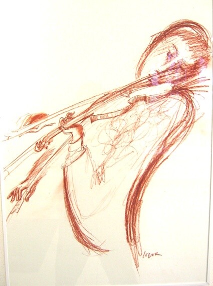 Violoniste Dessin, 18,9x14,2 in