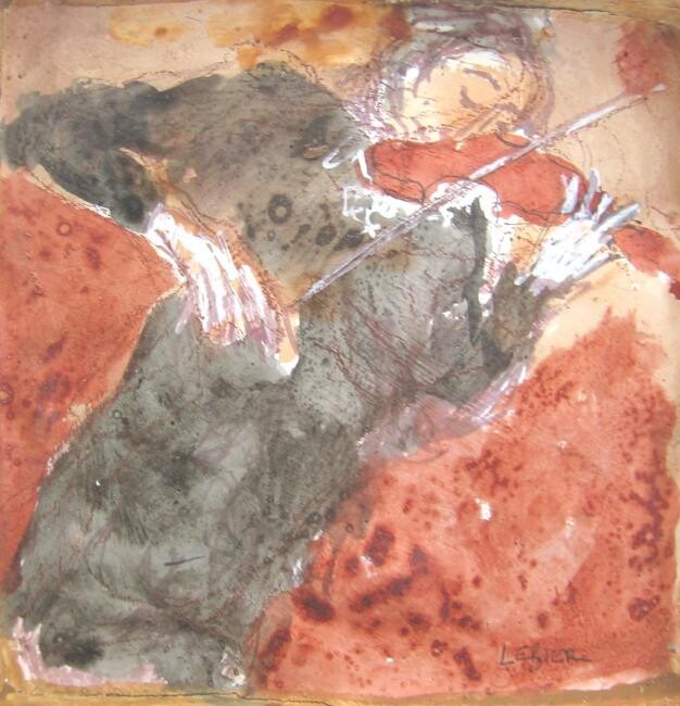 un violoniste Peinture, 4,3x4,3 in