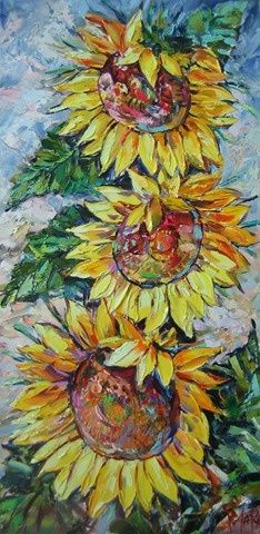 Schilderij getiteld "Sunflowers" door Marchell, Origineel Kunstwerk
