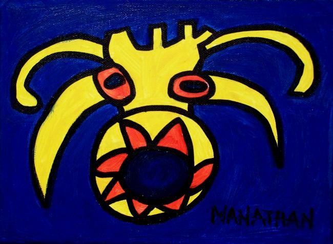 Painting titled "Monstre 2" by Nathalia Chipilova, Original Artwork, Acrylic
