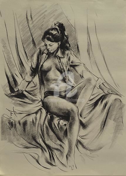 Painting titled "Sketch01" by Kishore Singh, Original Artwork, Oil