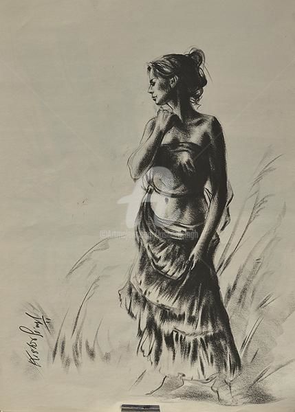 Painting titled "Sketch02" by Kishore Singh, Original Artwork, Oil