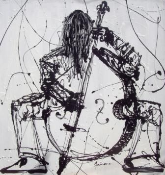 Pintura intitulada "VIOLONCELO" por Mário Fresco, Obras de arte originais, Óleo