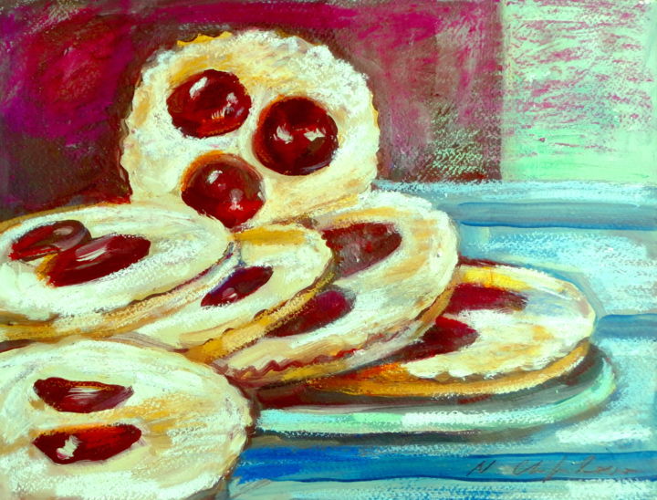Painting titled "Les sablés" by Nathalia Chipilova, Original Artwork, Acrylic