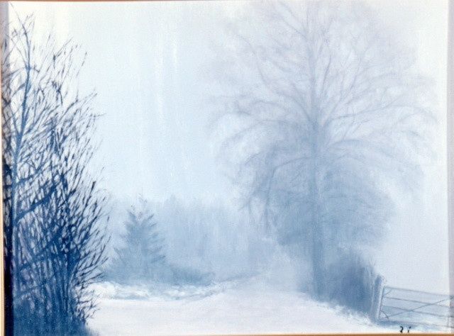 Peinture intitulée "Neige dans le broui…" par Jany Roberts, Œuvre d'art originale, Huile