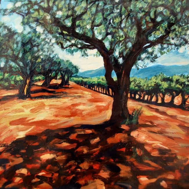 Peinture intitulée "Vignes et oliviers" par Nathalia Chipilova, Œuvre d'art originale, Acrylique