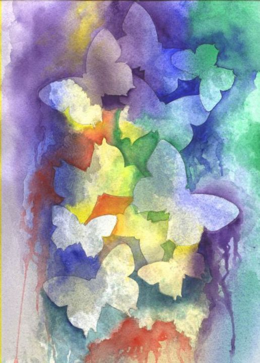 Painting titled "Flutterbys" by Marsha Elliott, Original Artwork