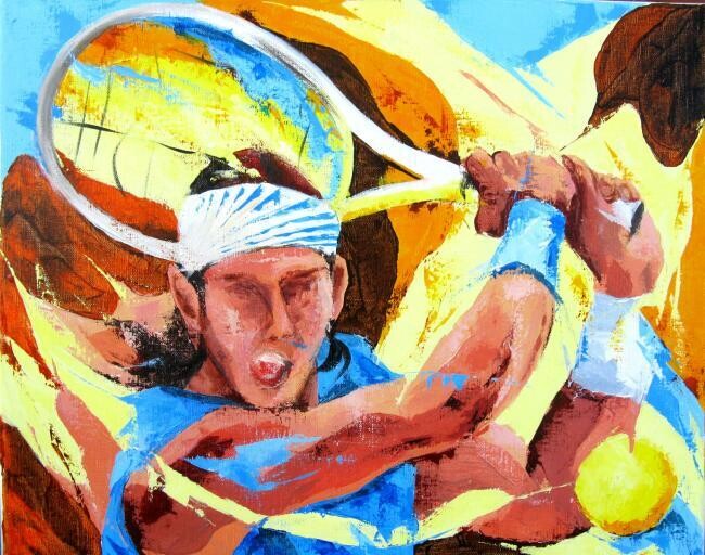 Fire ball 绘画, 18.1x21.7 in