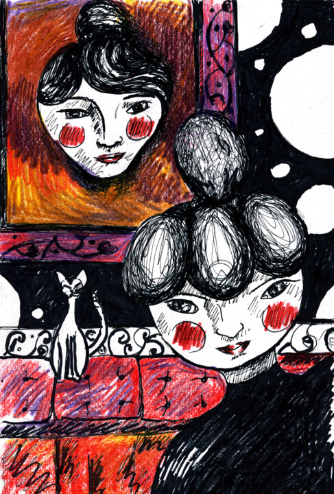 图画 标题为“Trilogie” 由Karine Garelli (Reds Robin), 原创艺术品, 其他