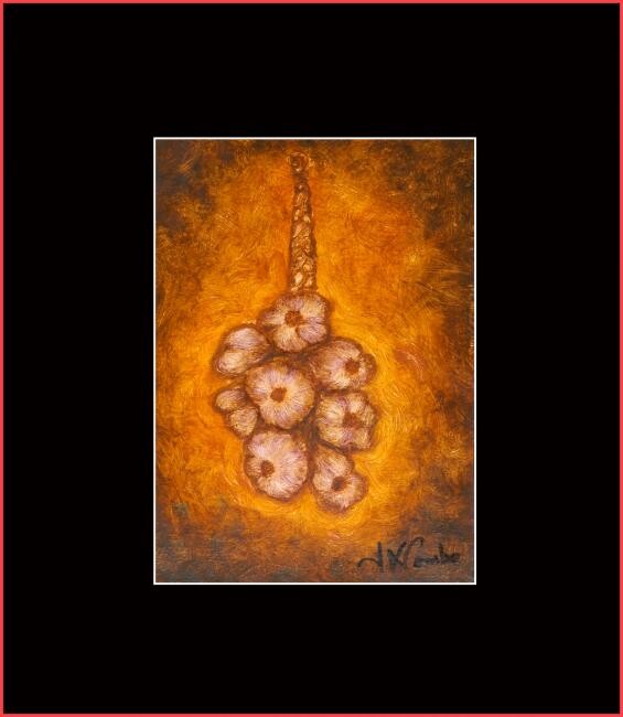 Painting titled ""Tresse d'aulx"" by Jean Xavier Combe, Original Artwork, Oil Mounted on Wood Stretcher frame