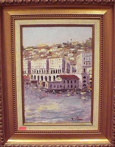 Peinture intitulée "Au coin du port" par M'Hamed Saci, Œuvre d'art originale