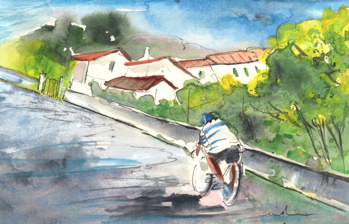 Cycling in Italy 01 绘画, 5.1x8.3 in