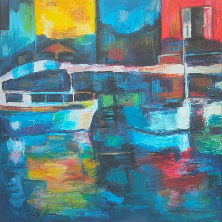 Port grec 1 绘画, 27.6x27.6 in