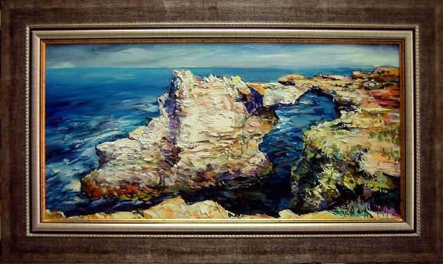 Schilderij getiteld ""ROCKS BY TJULENOVO"" door Marchell, Origineel Kunstwerk