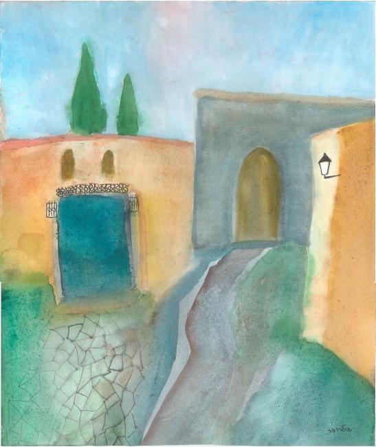 Pittura intitolato "In ancient city" da Janna Shulrufer, Opera d'arte originale, Acquarello