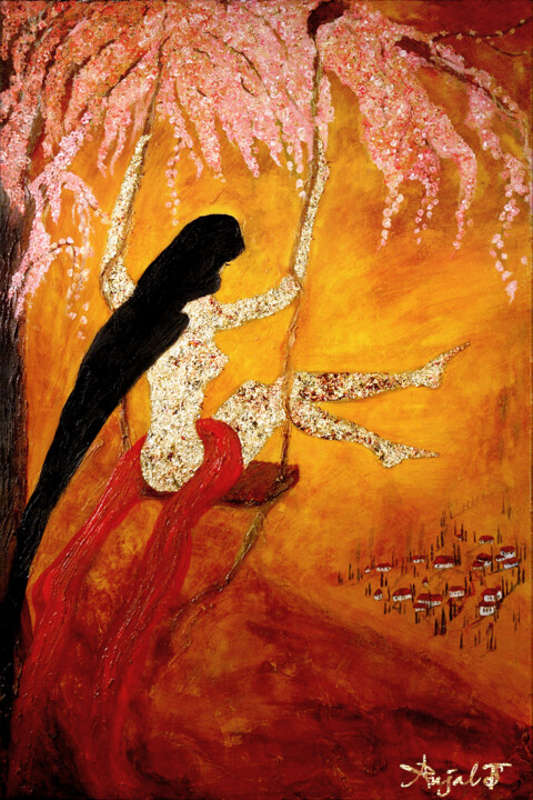 Spirit Blossoms by Anjalts 绘画, 16.5x11 in