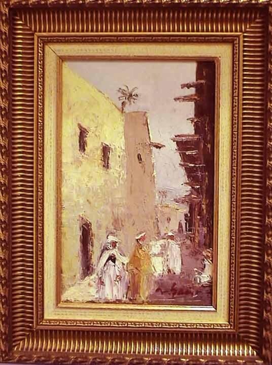 Peinture intitulée "Ruelle au sud" par M'Hamed Saci, Œuvre d'art originale