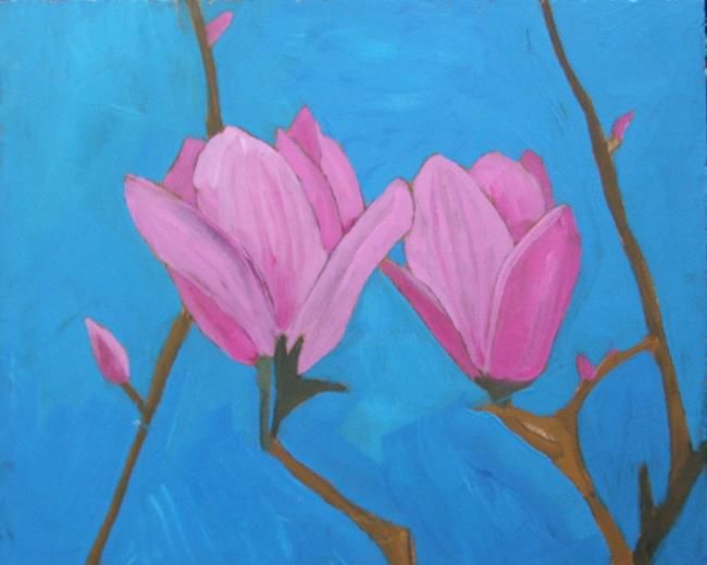 Painting titled "Magnolia" by Purple Dragonfly, Original Artwork