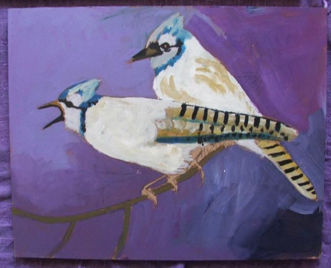 Painting titled "Birds II" by Purple Dragonfly, Original Artwork