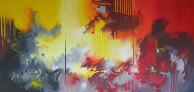 Painting titled "GAITAS" by Antonio José Correa Grisales (A. CORREA), Original Artwork, Oil