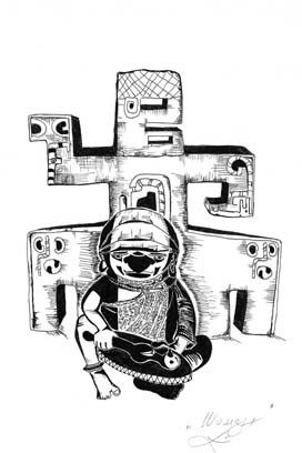 Drawing titled ""шаман"" by Olga Zuravlova, Original Artwork