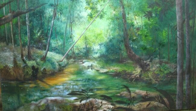 Painting titled "UN LUGAR DEL PUTUMA…" by Antonio José Correa Grisales (A. CORREA), Original Artwork, Oil