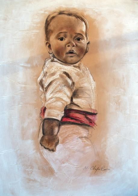 Peinture intitulée "Bébé fille" par Nathalia Chipilova, Œuvre d'art originale, Huile